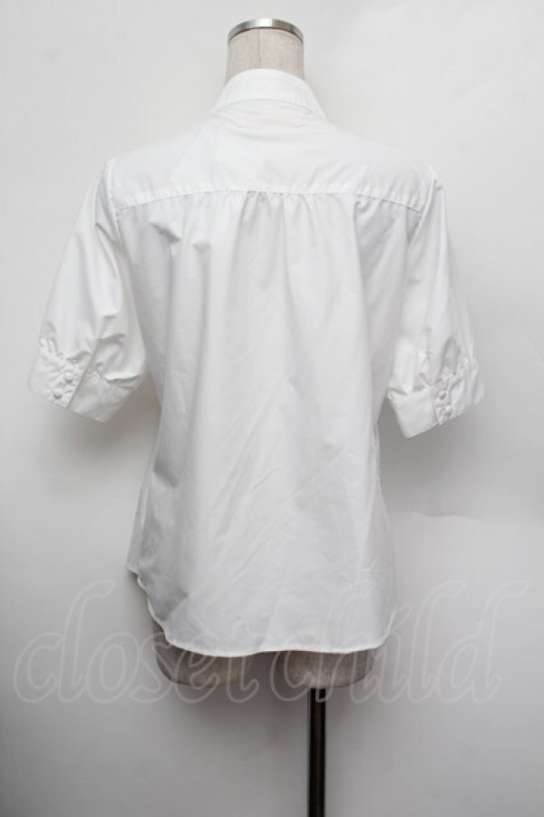 画像3: Fi.n.t / ロゴ刺繍ボウタイブラウス  白 S-26-01-13-001-CA-BL-AS-ZS (3)