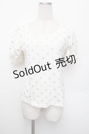 画像: Emily Temple cute / ドットパフ袖Tシャツ  白 S-26-01-13-002-ET-TS-HR-ZS