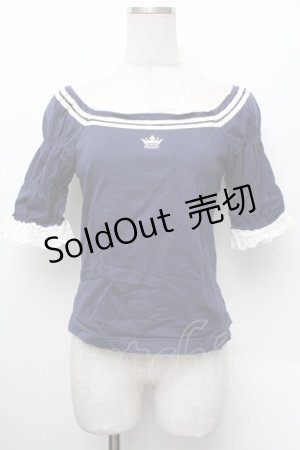 画像: Emily Temple cute / クラウン刺繍カットソー  紺 S-26-01-13-012-ET-TO-HR-ZS