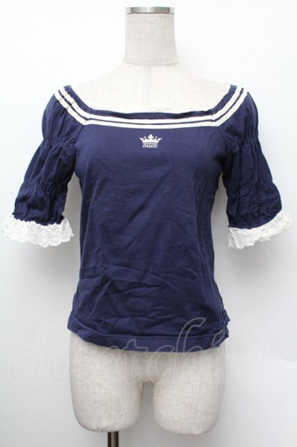 画像1: Emily Temple cute / クラウン刺繍カットソー  紺 S-26-01-13-012-ET-TO-HR-ZS (1)