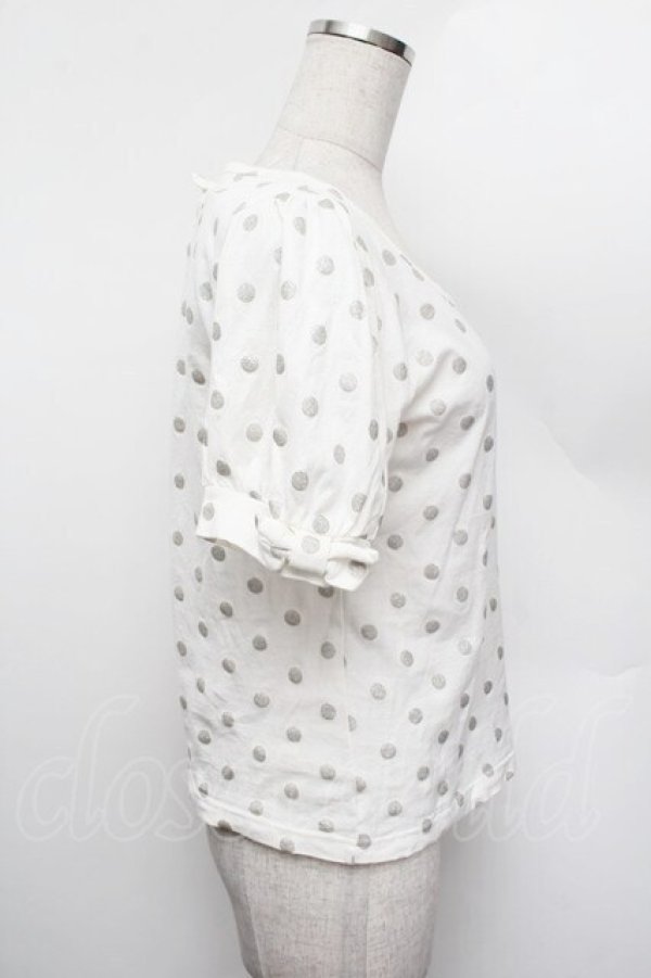 画像2: Emily Temple cute / ドットパフ袖Tシャツ  白 S-26-01-13-002-ET-TS-HR-ZS (2)