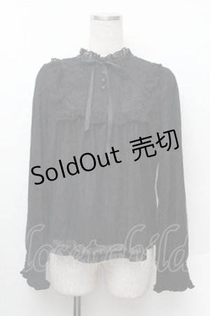 画像: axes femme / 袖口シャーリング総レースプルオーバー  黒 S-26-01-13-016-AX-TO-HR-ZS