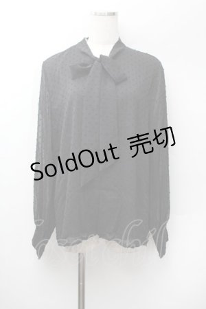 画像: axes femme / ドットフロッキーボウタイブラウス  黒 S-26-01-13-017-AX-BL-HR-ZS