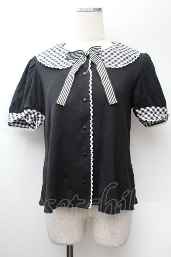 画像1: Angelic Pretty / ギンガムカラーカットソー  黒ｘ白 S-26-01-13-019-AP-TO-HR-ZS (1)