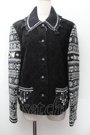 画像: PINK HOUSE / ノルディックニットジャケット  黒 S-26-01-13-021-LO-TO-HR-ZS