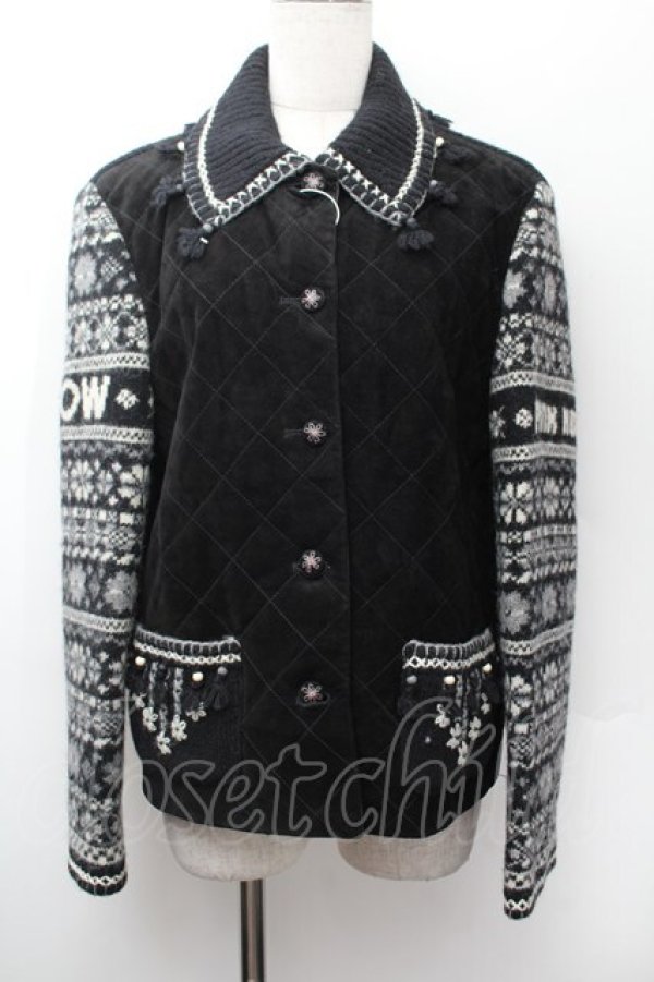 画像1: PINK HOUSE / ノルディックニットジャケット  黒 S-26-01-13-021-LO-TO-HR-ZS (1)