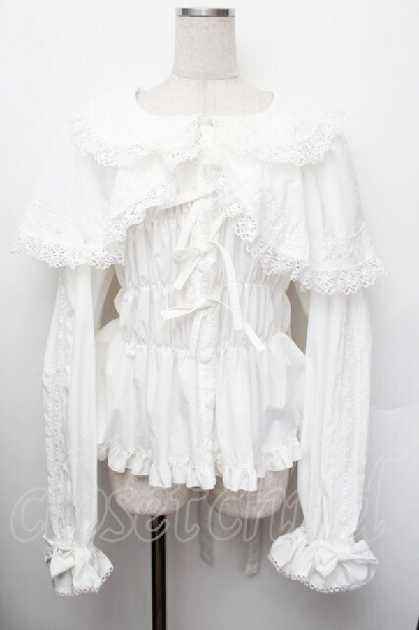 画像1: metamorphose / 木漏れ日のトロイメライ ケープ付き長袖ブラウス 2 白 S-26-01-13-003-ME-BL-HR-ZS (1)