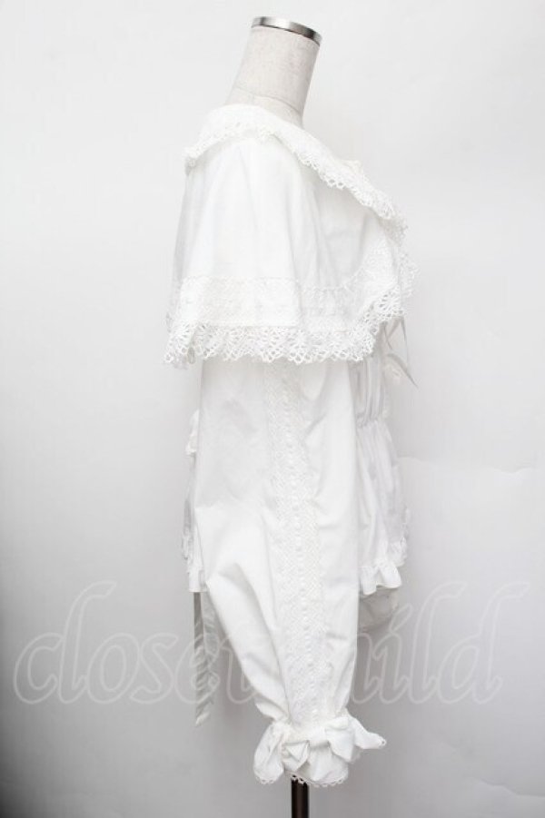 画像2: metamorphose / 木漏れ日のトロイメライ ケープ付き長袖ブラウス 2 白 S-26-01-13-003-ME-BL-HR-ZS (2)