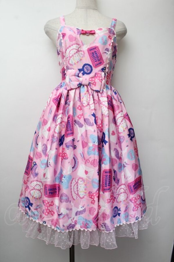 画像1: Angelic Pretty / Girly Stickerジャンパースカート  ピンク S-26-01-13-029-AP-OP-HR-ZS (1)