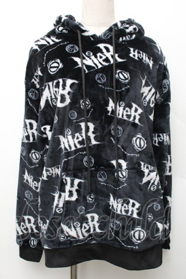 画像1: NieR Clothing / 総柄ファーパーカー  黒ｘ白 S-26-01-14-024-PU-TO-AS-ZS (1)