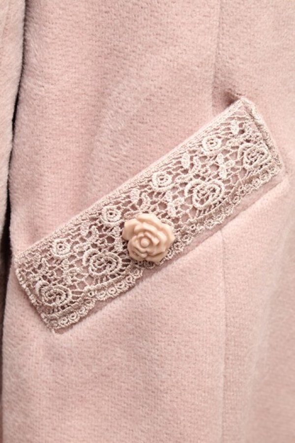 画像4: axes femme / 裾レース使いチェスターコート  ピンク S-26-01-14-030-AX-CO-HR-ZS (4)