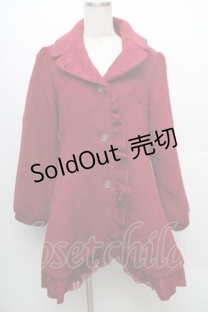 画像: axes femme / レース襟フリルコート  ワイン S-26-01-14-035-AX-CO-HR-ZS