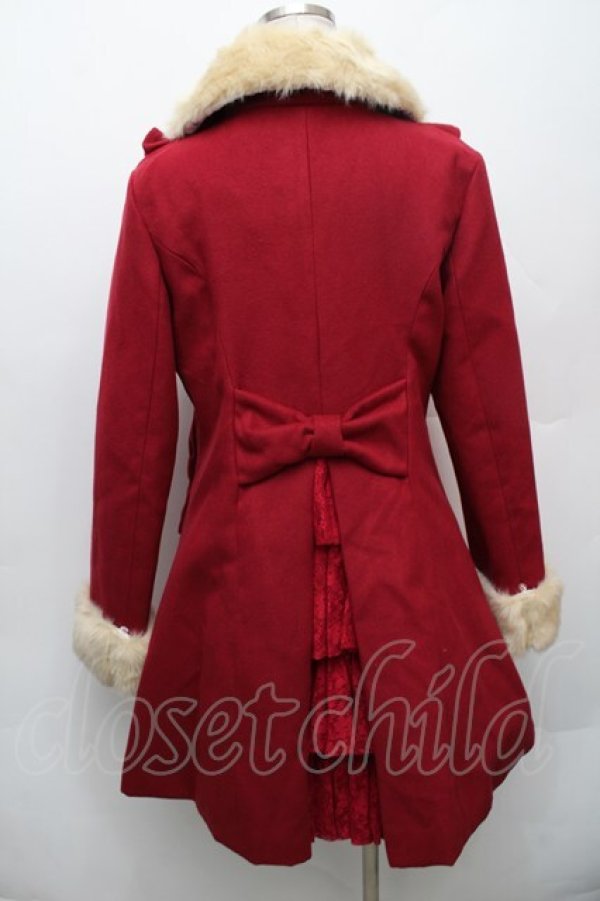 画像2: Deary / フリルファー付きコート   赤 S-26-01-14-036-LO-CO-HR-ZS (2)