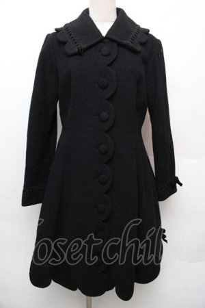 画像: Pina sweetcollection / バックレースアップスカラップコート  黒 S-26-01-14-038-LO-ZA-HR-ZS