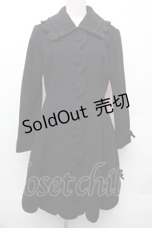 画像: Pina sweetcollection / バックレースアップスカラップコート  黒 S-26-01-14-038-LO-ZA-HR-ZS