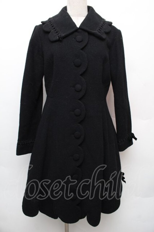 画像1: Pina sweetcollection / バックレースアップスカラップコート  黒 S-26-01-14-038-LO-ZA-HR-ZS (1)