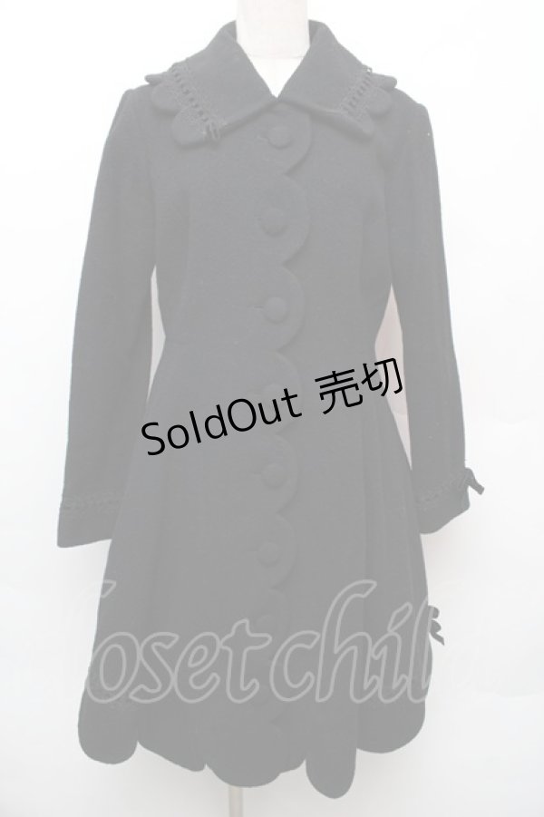 画像1: Pina sweetcollection / バックレースアップスカラップコート  黒 S-26-01-14-038-LO-ZA-HR-ZS (1)