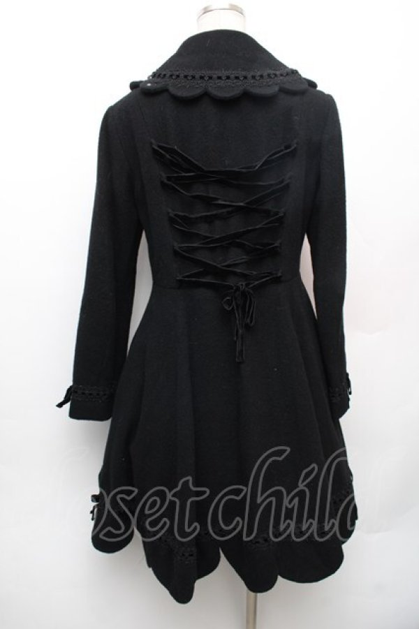画像2: Pina sweetcollection / バックレースアップスカラップコート  黒 S-26-01-14-038-LO-ZA-HR-ZS (2)