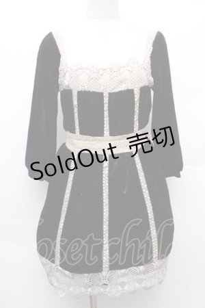 画像: axes femme / レース&ベロアチュニック  黒 S-26-01-14-039-AX-TO-AS-ZS