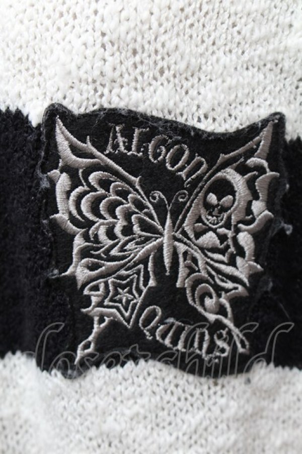 画像3: ALGONQUINS / ワッペンボーダーカーディガン  黒Ｘ白 S-26-01-14-008-AL-TO-HR-ZS (3)