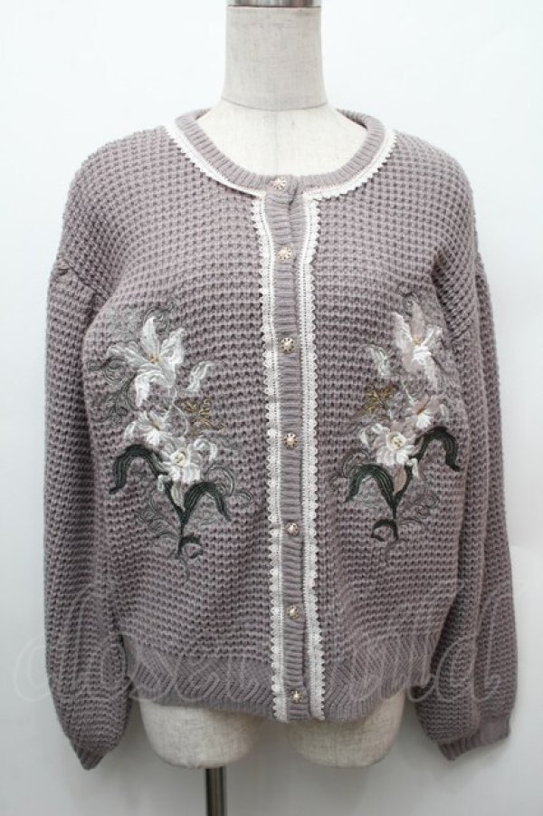 画像1: axes femme / アールヌーヴォー刺繍カーデ  グレー S-26-01-14-009-AX-TO-HR-ZS (1)