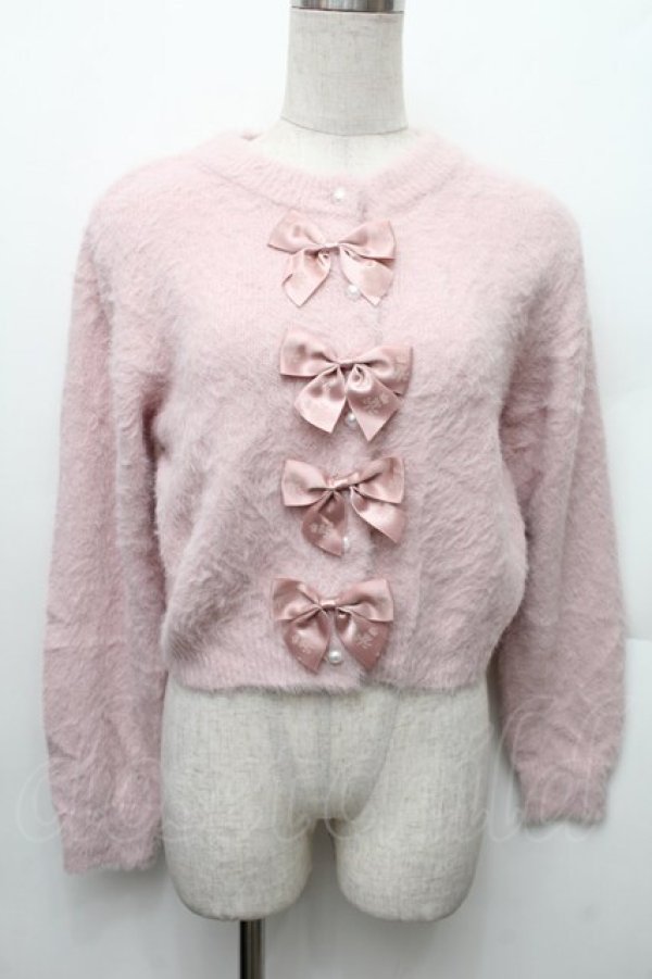 画像1: m petit by misako / リボンカーディガン  ピンク S-26-01-14-011-LO-TO-HR-ZS (1)