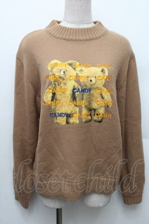 画像: Candy Stripper / ワッペンニット  ベージュ S-26-01-14-012-PU-TO-AS-ZS