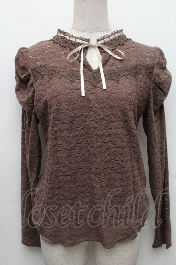 画像1: axes femme / 起毛レーストップス  ブラウン S-26-01-14-013-AX-TO-AS-ZS (1)