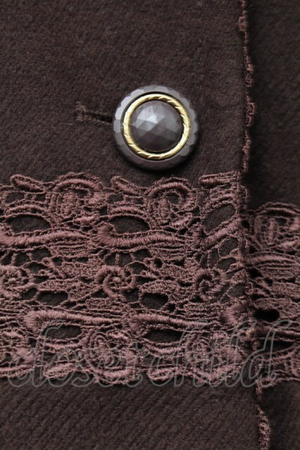 画像4: axes femme / レース配色ファーカラーコート（ファー欠品）  ブラウン S-26-01-14-015-AX-CO-HR-ZS (4)