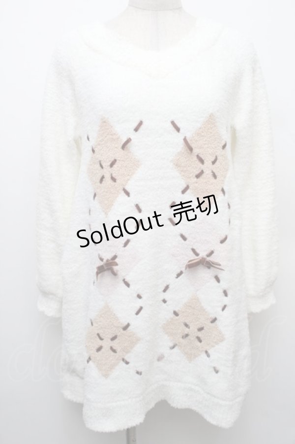 画像1: LIZ LISA / マシュマロアーガイルニットワンピース  オフ S-26-01-14-003-LO-OP-HR-ZS (1)