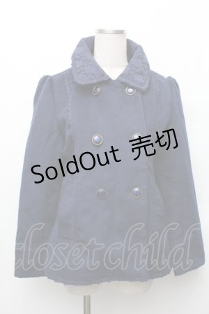 画像: axes femme / レースカラーショートコート  紺 S-26-01-14-018-AX-CO-HR-ZS