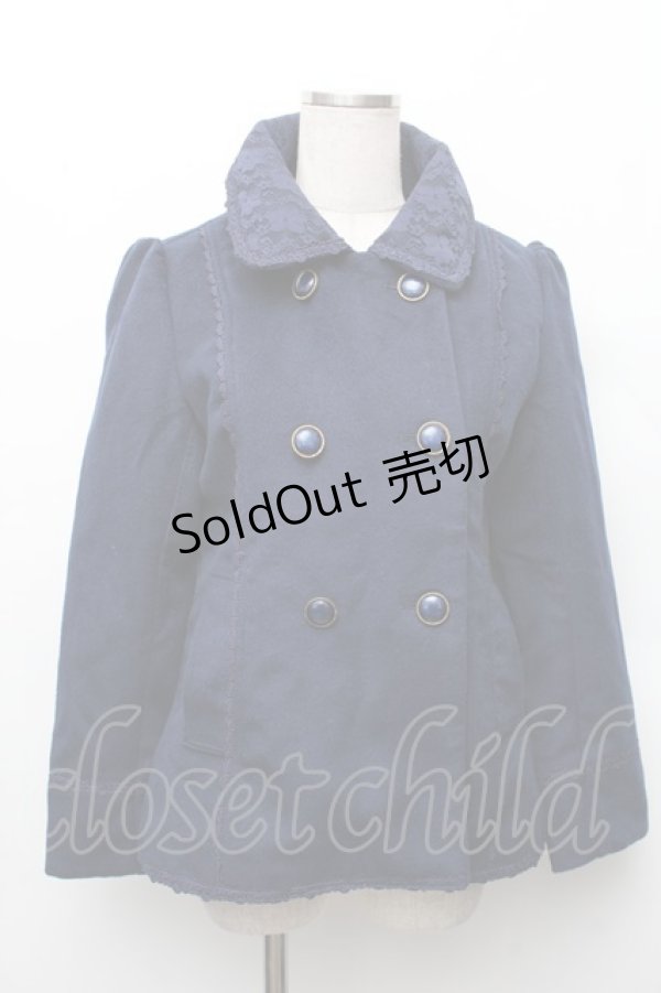 画像1: axes femme / レースカラーショートコート  紺 S-26-01-14-018-AX-CO-HR-ZS (1)