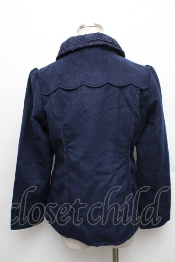 画像2: axes femme / レースカラーショートコート  紺 S-26-01-14-018-AX-CO-HR-ZS (2)