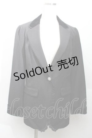 画像: axes femme / ベロア使いロングジャケット  黒 S-26-01-14-020-AX-JA-AS-ZS