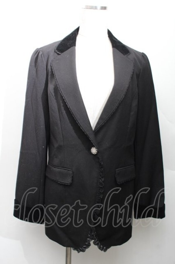画像1: axes femme / ベロア使いロングジャケット  黒 S-26-01-14-020-AX-JA-AS-ZS (1)