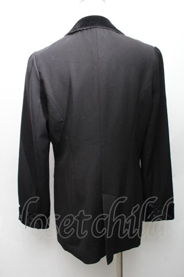 画像2: axes femme / ベロア使いロングジャケット  黒 S-26-01-14-020-AX-JA-AS-ZS (2)