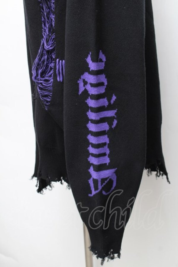 画像4: Amilige / ロゴダメージジャガードニット  黒ｘ紫 S-26-01-14-022-PU-TO-AS-ZS (4)