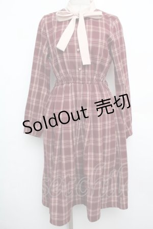 画像: Fi.n.t / クレリックボウタイチェックワンピース  赤S-26-01-15-044-CA-OP-AS-ZT591
