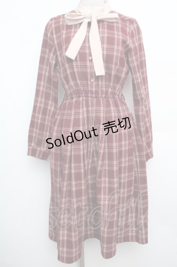 画像1: Fi.n.t / クレリックボウタイチェックワンピース  赤S-26-01-15-044-CA-OP-AS-ZT591 (1)