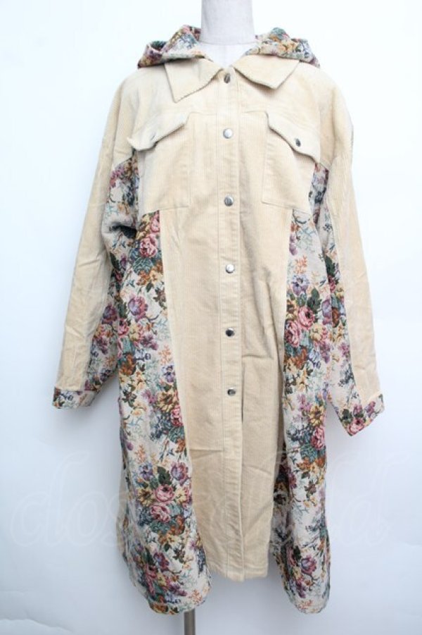 画像1: merry jenny / ジャガードフードロングジャケット  ベージュ S-26-01-15-046-LO-CO-HR-ZS (1)