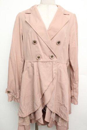 画像: axes femme / 裾フリルトレンチコート  ピンク S-26-01-15-048-AX-CO-HR-ZS
