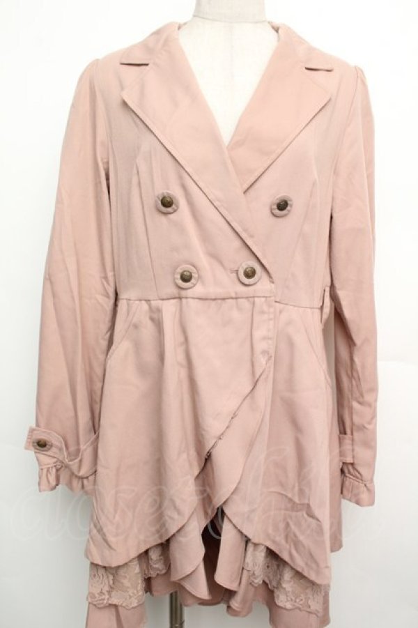 画像1: axes femme / 裾フリルトレンチコート  ピンク S-26-01-15-048-AX-CO-HR-ZS (1)