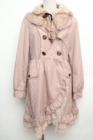 画像: axes femme / レーシートレンチコート  ピンク S-26-01-15-049-AX-CO-HR-ZS