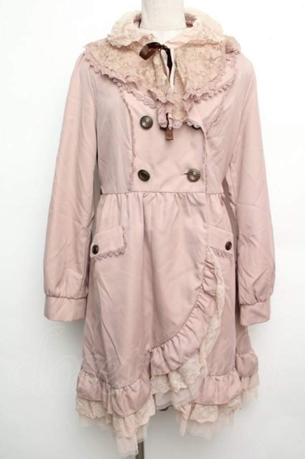 画像1: axes femme / レーシートレンチコート  ピンク S-26-01-15-049-AX-CO-HR-ZS (1)