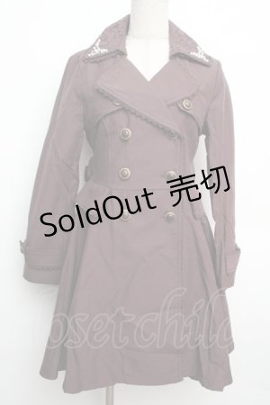 画像: axes femme / ビジュー襟トレンチコート  ブラウン S-26-01-15-050-AX-CO-HR-ZS