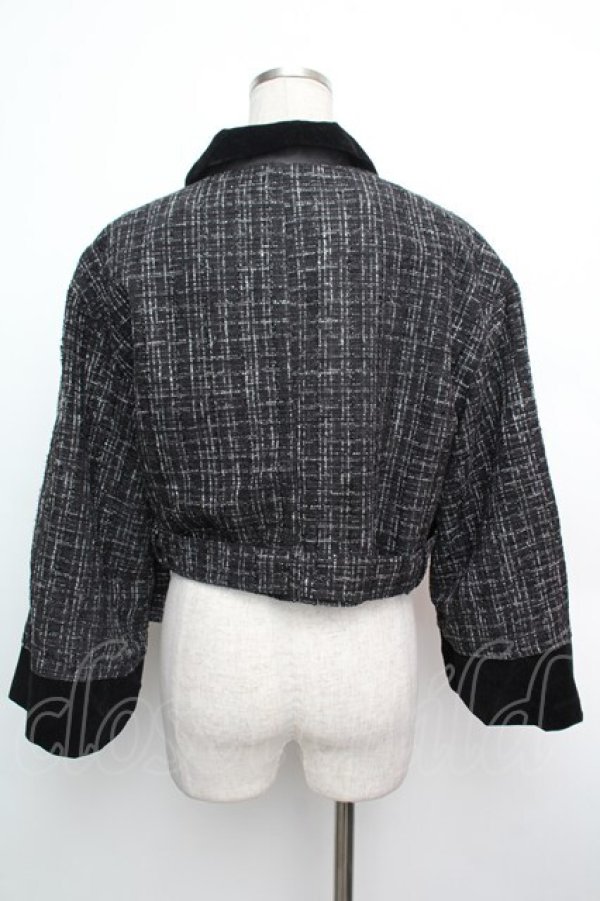 画像2: axes femme / ベルスリーブツィードジャケット  黒 S-26-01-15-052-0-JA-HR-ZS (2)