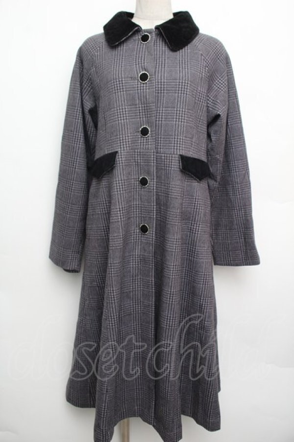 画像3: axes femme POETIQUE / ケープ付きチェック柄コート  グレー S-26-01-15-053-AX-CO-HR-ZS (3)