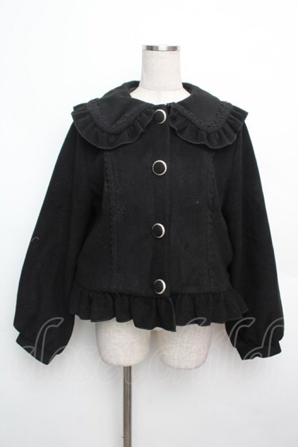 画像1: axes femme kawaii / バックフリルショートコート  黒 S-26-01-15-054-AX-CO-HR-ZS (1)