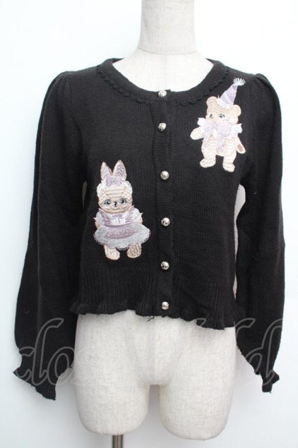 画像1: axes femme kawaii / ハロウィンナイト刺繍カーデ  黒 S-26-01-15-055-AX-TO-HR-ZS (1)