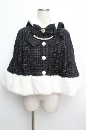 画像: Ank Rouge / くまちゃんキラキラツイードポンチョ  黒 S-26-01-15-056-CA-CO-HR-ZS